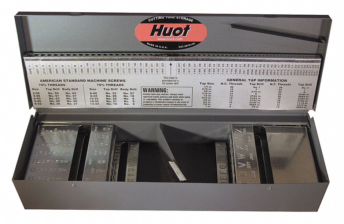 Drill Bit Index: 135 Compartments, For 1/16 in to 1/2 in by 64ths/#1 to #80/A to Z Drill Bits