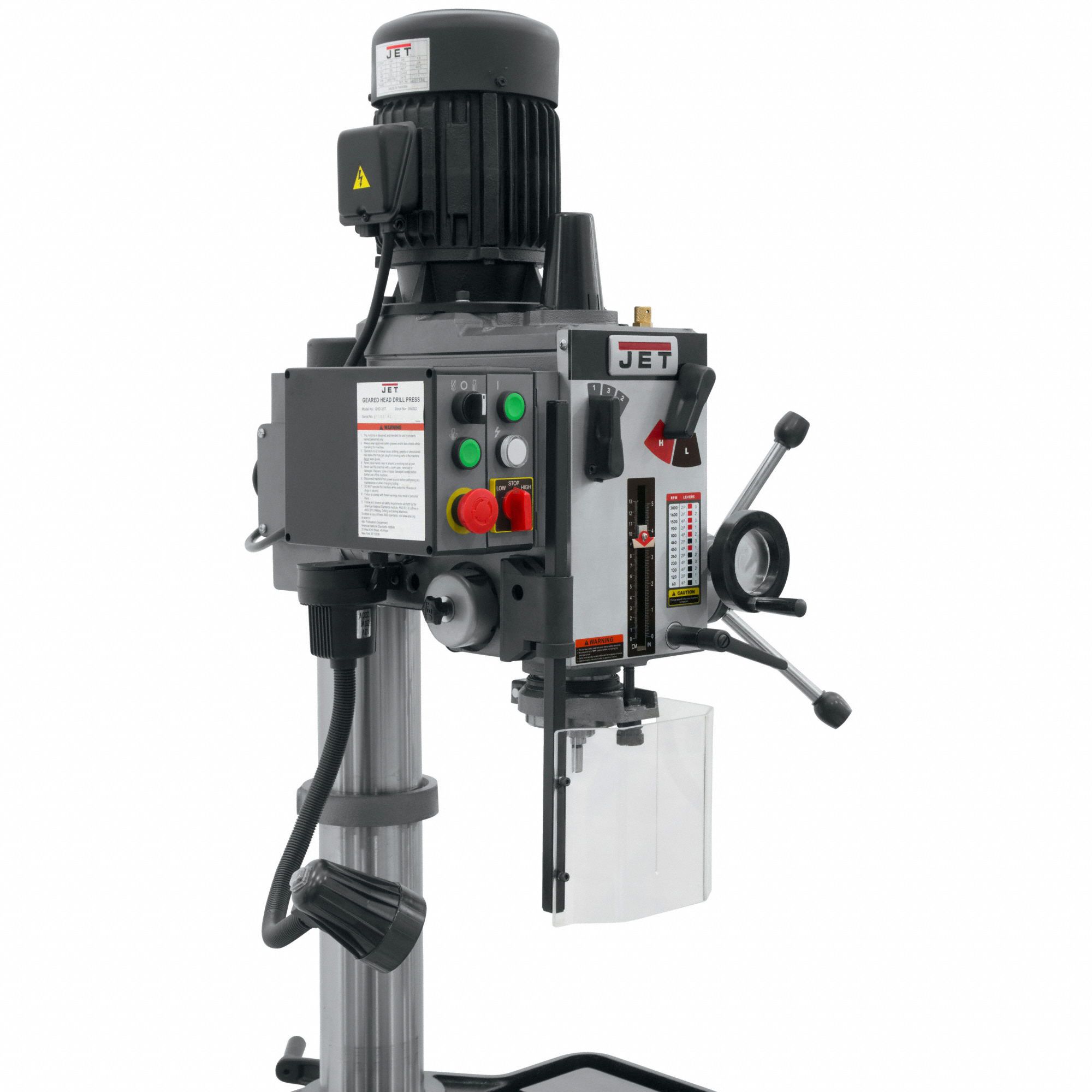 JET Floor Drill Press Geared Head, Fixed, 60 RPM 3,000 RPM, 230V AC