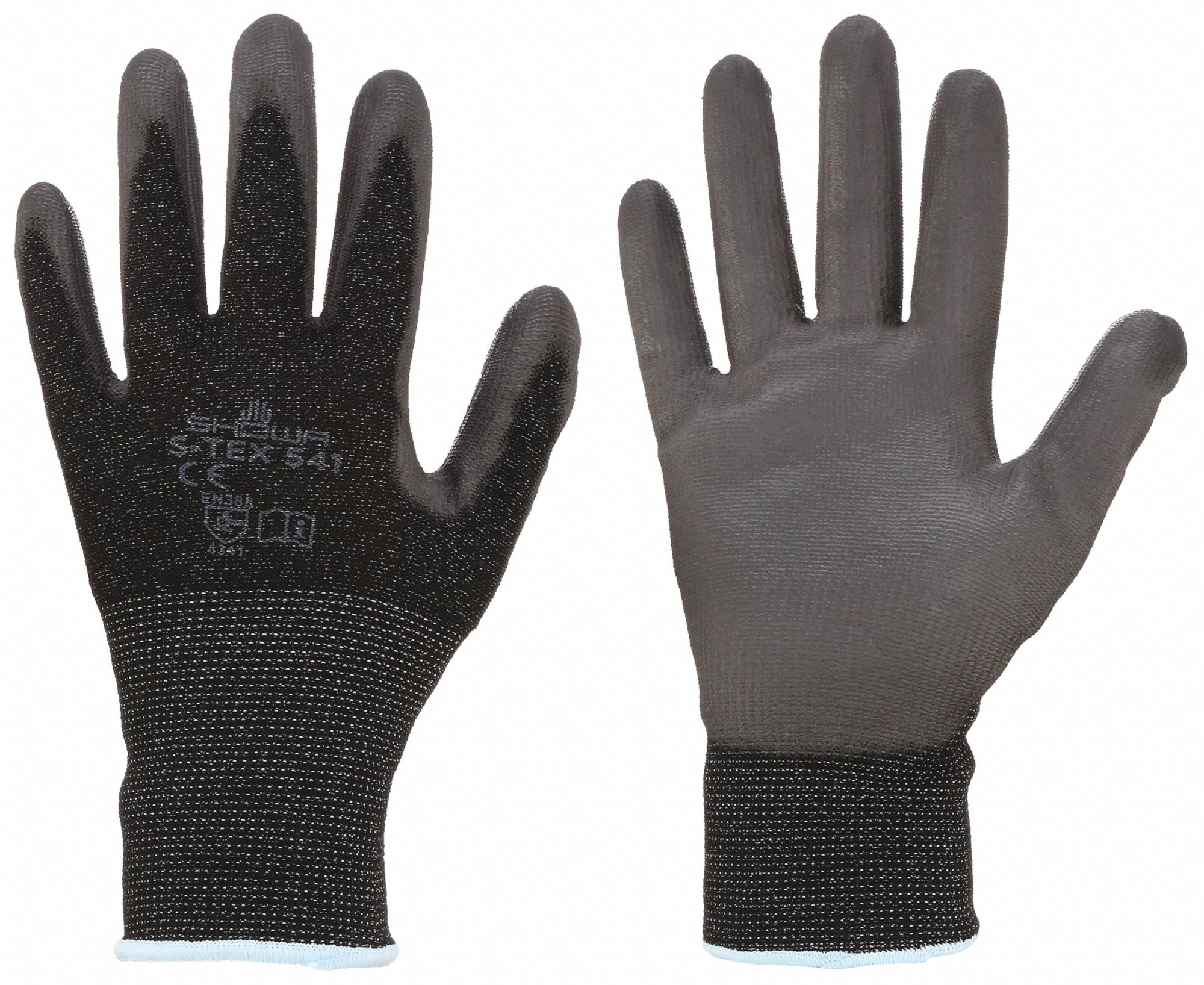 COATED GLOVES, XL (9), ANSI CUT LEVEL A4, PALM DIPPED, PUR, SMOOTH, BLACK