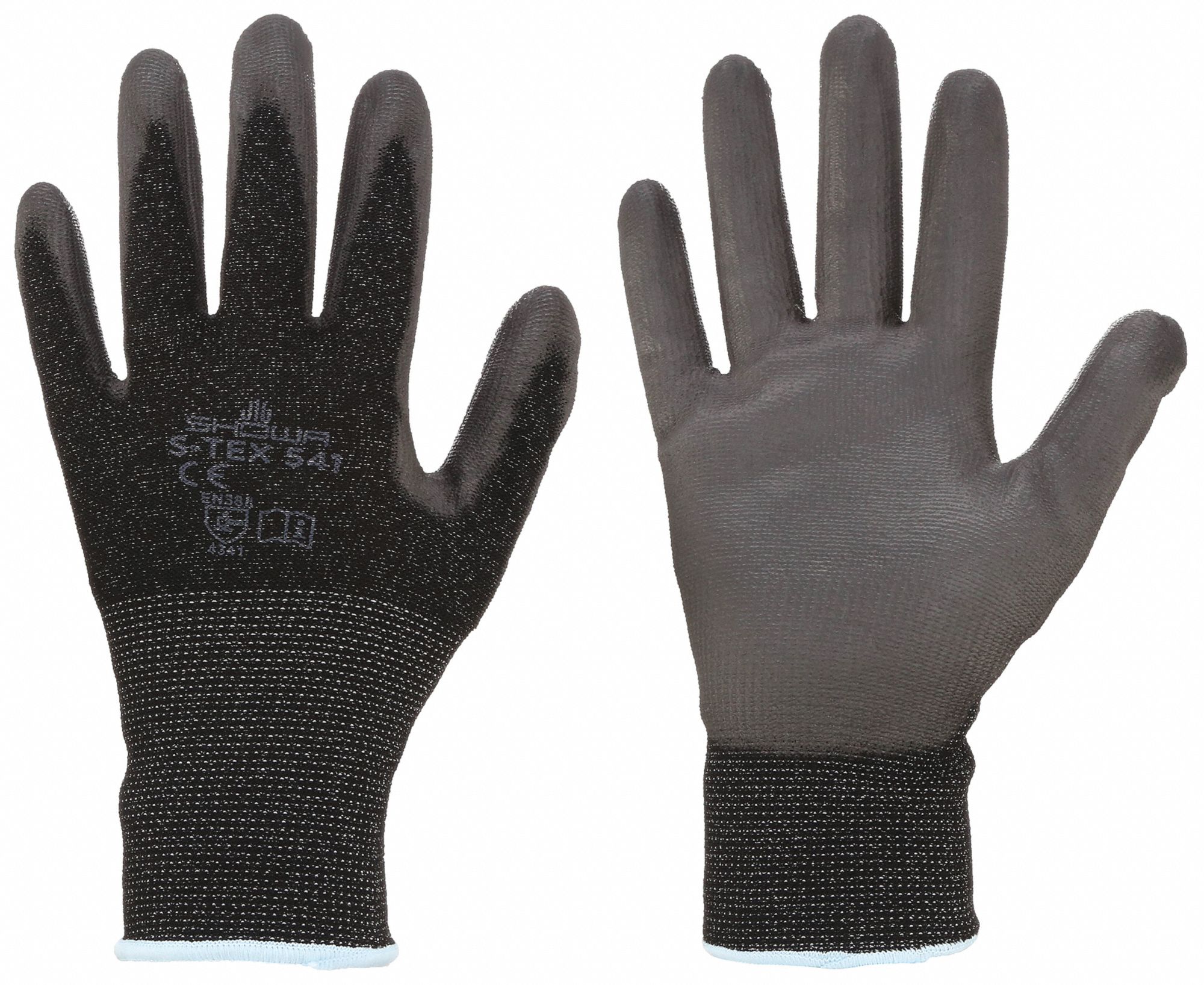 COATED GLOVES, S (6), ANSI CUT LEVEL A4, PALM DIPPED, PUR, SMOOTH, BLACK