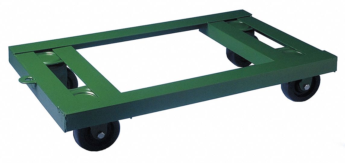 Open-Deck Steel General Purpose Dolly: 1,600 lb Load Capacity, 27 in x 16 in x 5 1/2 in