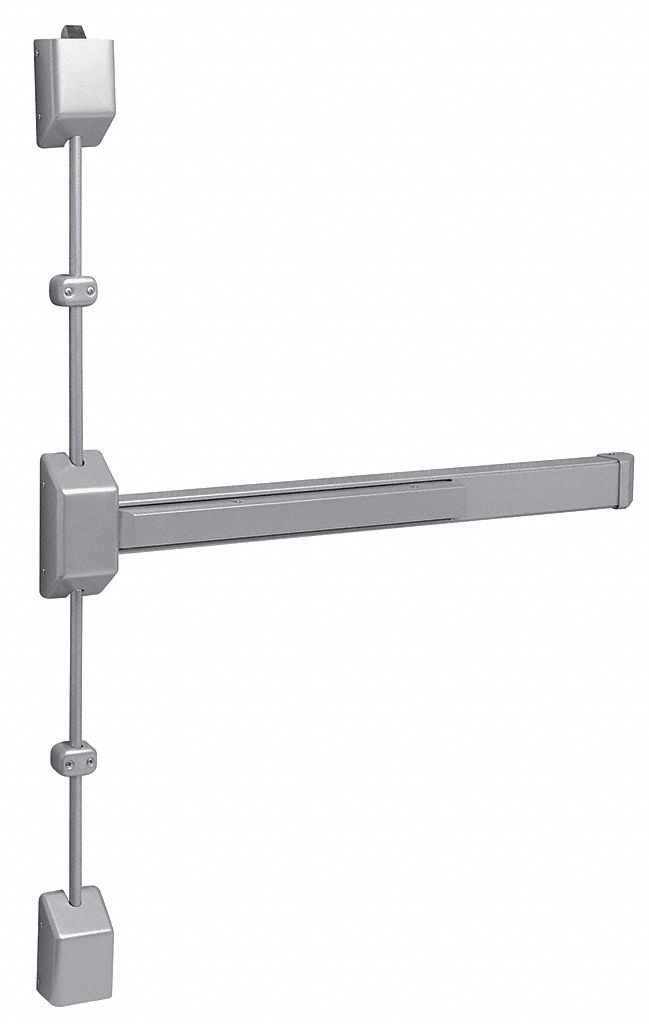 Surface Vertical Rod: 36 in Max Door Wd, Aluminum