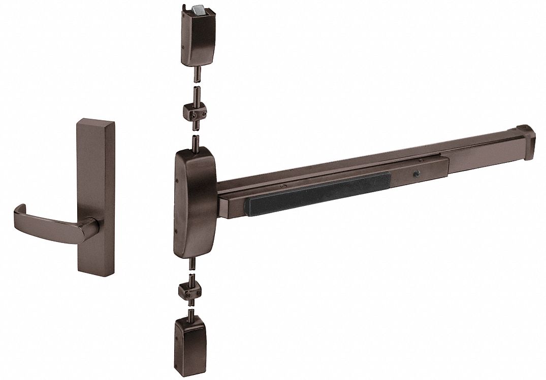 Surface Vertical Rod: 36 in Max Door Wd, Bronze