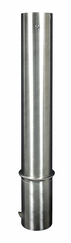 Bollard: 6 5/8 in Outside Dia., 36 in Finished Ht, 48 in Overall Ht, Dome, Silver