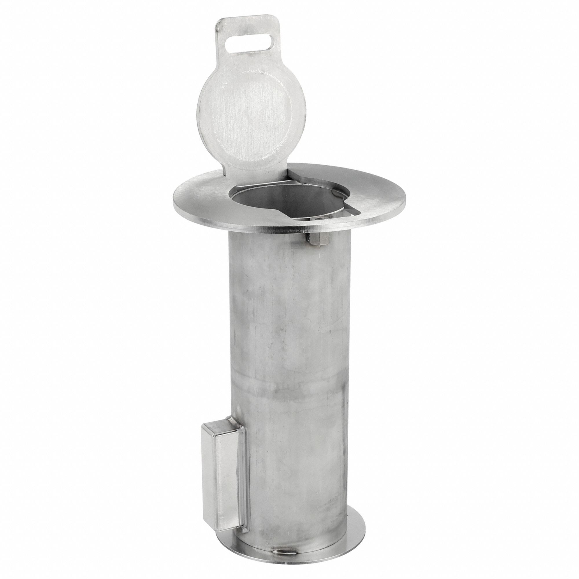 Bollard Embedment Sleeve: 12 in Overall Ht, 7 1/2 in Overall Wd, Silver, Stainless Steel, 7 1/2 in