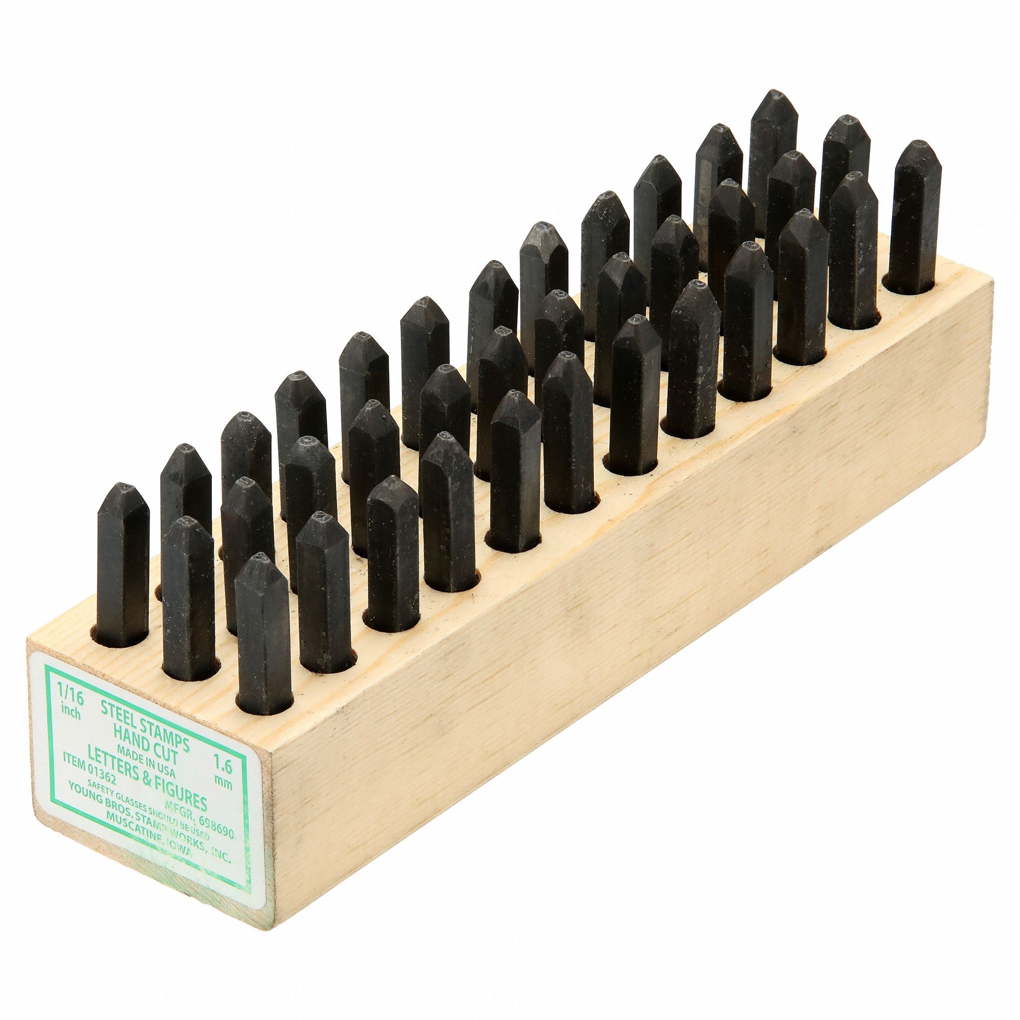 Hand Stamp Kit: 0 thru 9 (6 doubles as 9)/Ampersand (&)/A thru Z, Steel