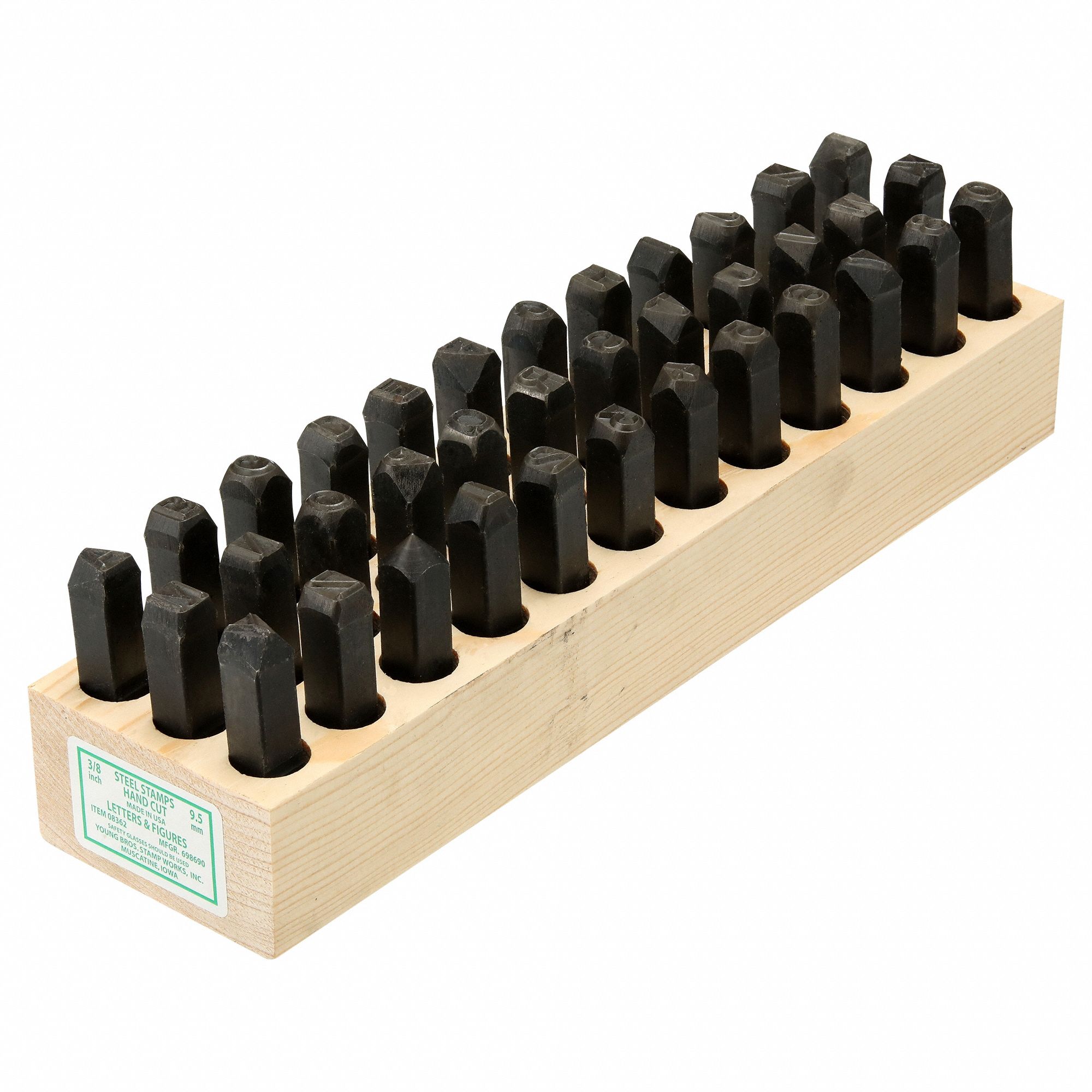 Hand Stamp Kit: 0 thru 9 (6 doubles as 9)/Ampersand (&)/A thru Z, Steel