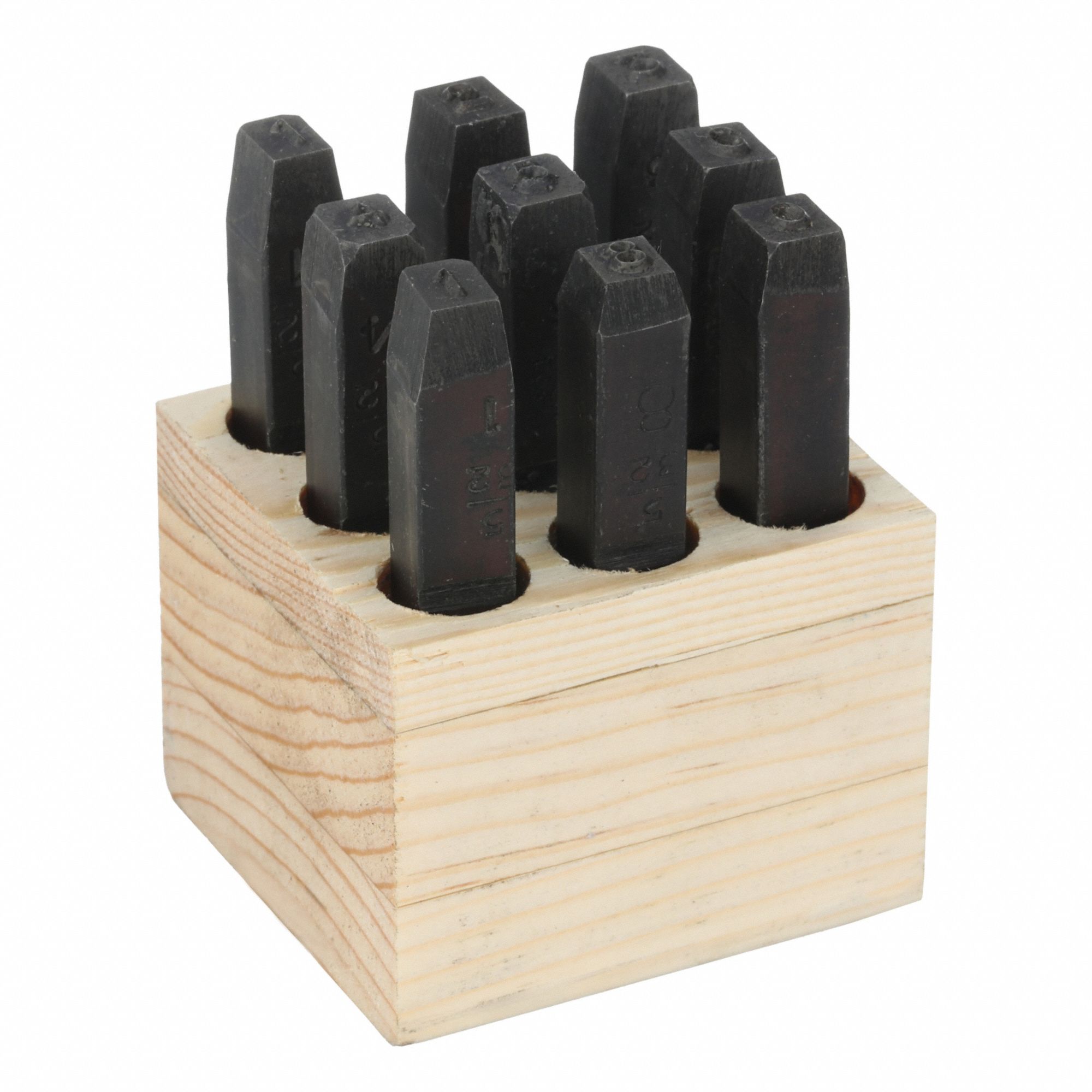 Hand Stamp Kit: 0 thru 9 (6 doubles as 9), 5/32 in Character Ht, # Set