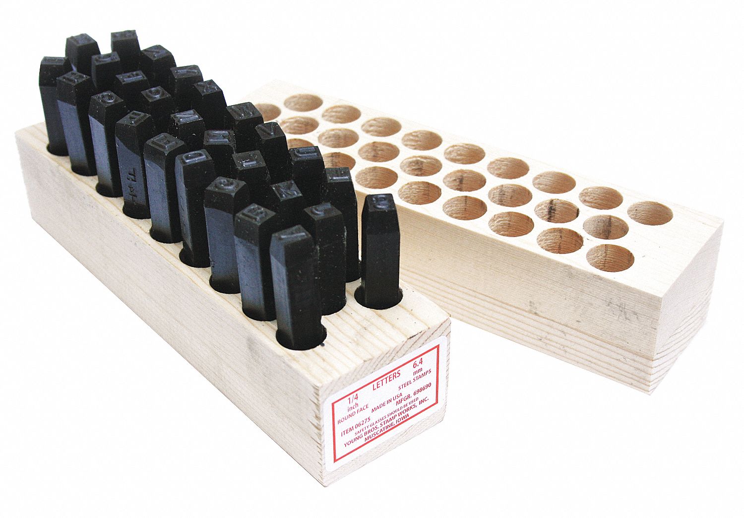 Hand Stamp Kit: A to Z/Period (.), 3/16 in Character Ht, 2 3/4 in Shank Lg