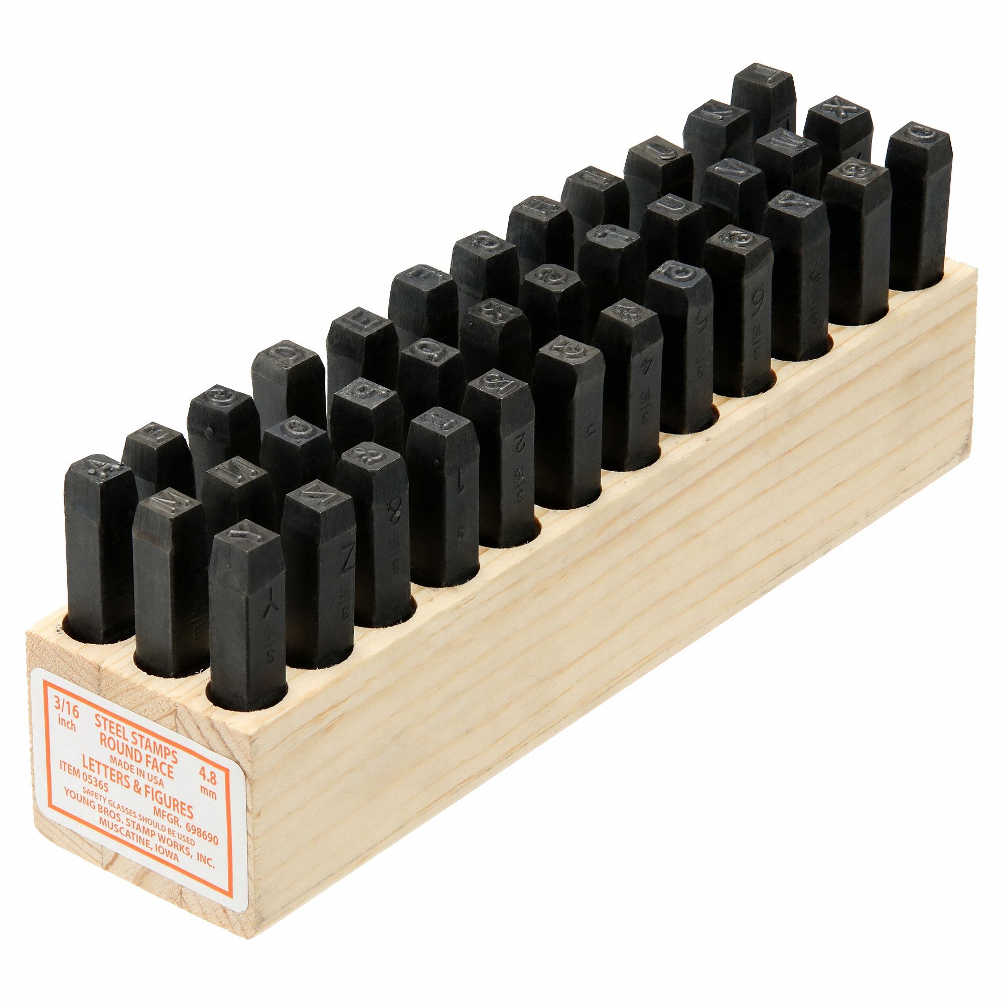 Hand Stamp Kit: 0 to 8 (With 6 Serving as 9)/Arrow/A to Z, 2 3/4 in Shank Lg