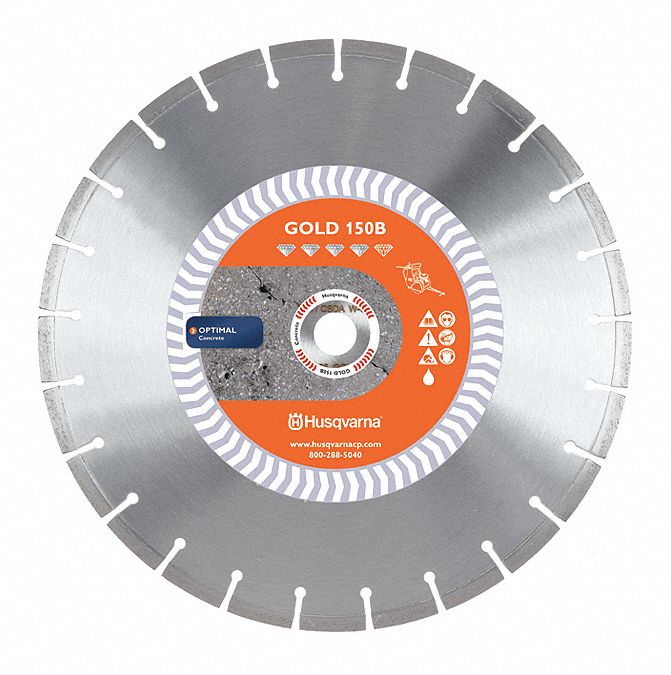 DIAMOND SAW BLADE, SEGMENTED, 14 IN DIA, 1 IN ROUND ARBOUR, 72 HP, 4365 RPM, WET, ASPHALT