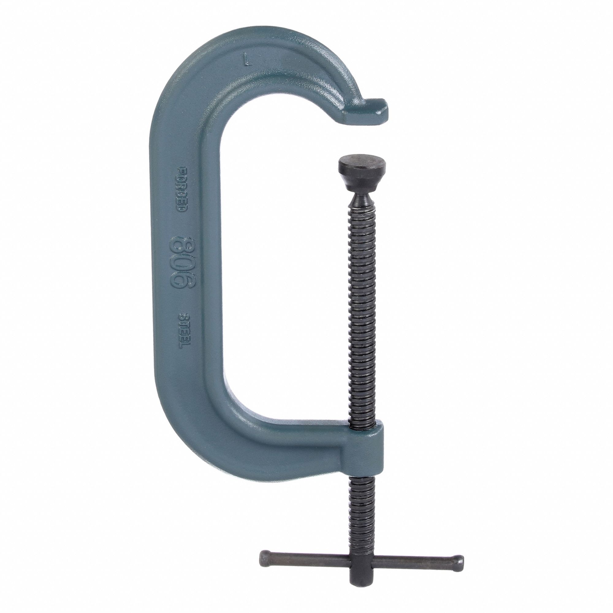 C-Clamp: Extra Heavy Duty, V-Grooved, Swivel, Sliding T Handle, 0 in – 6 in Jaw Opening