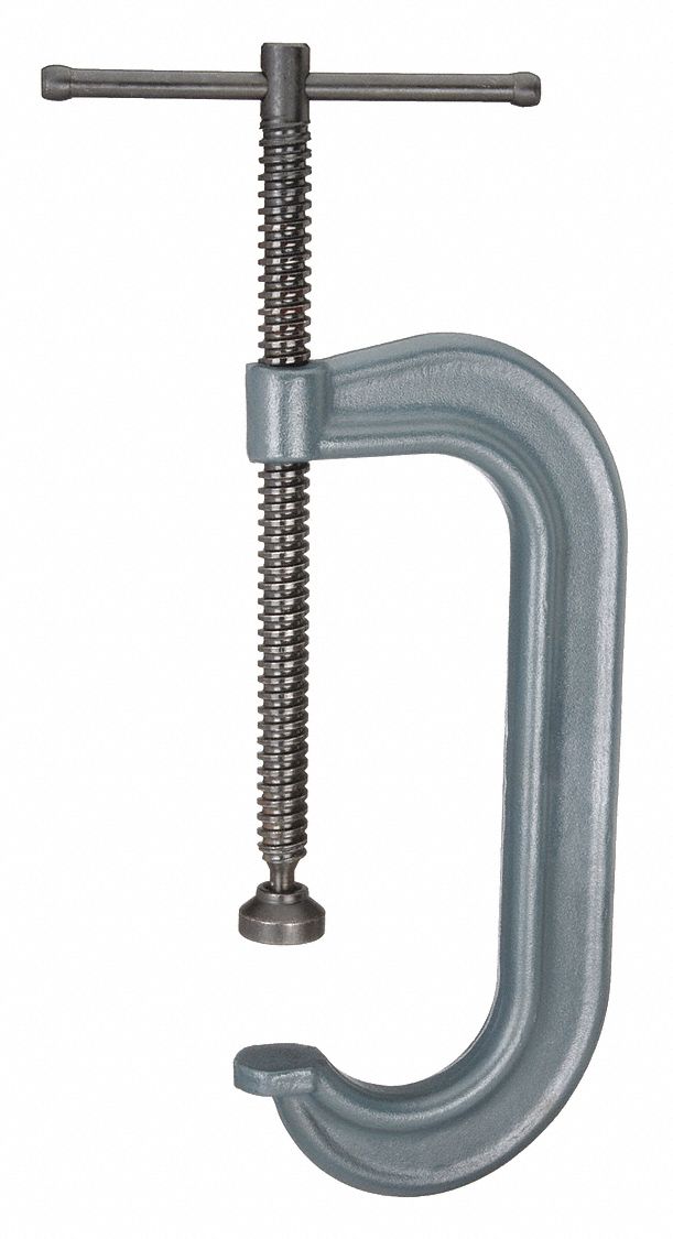 C-Clamp: Extra Heavy Duty, V-Grooved, Swivel, Sliding T Handle, 0 in – 8 in Jaw Opening