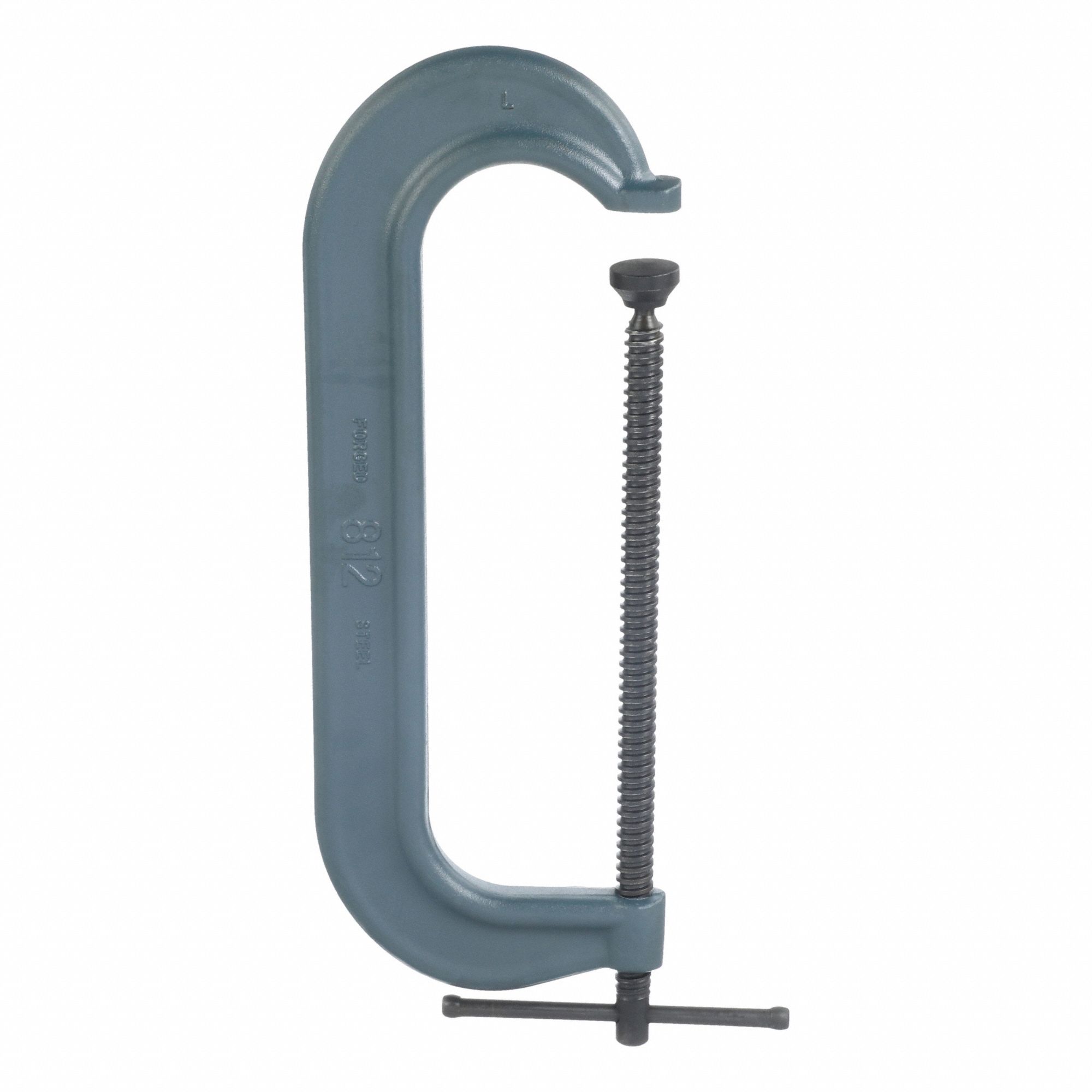 C-Clamp: Extra Heavy Duty, V-Grooved, Swivel, Sliding T Handle, 1 1/4 in – 12 in Jaw Opening