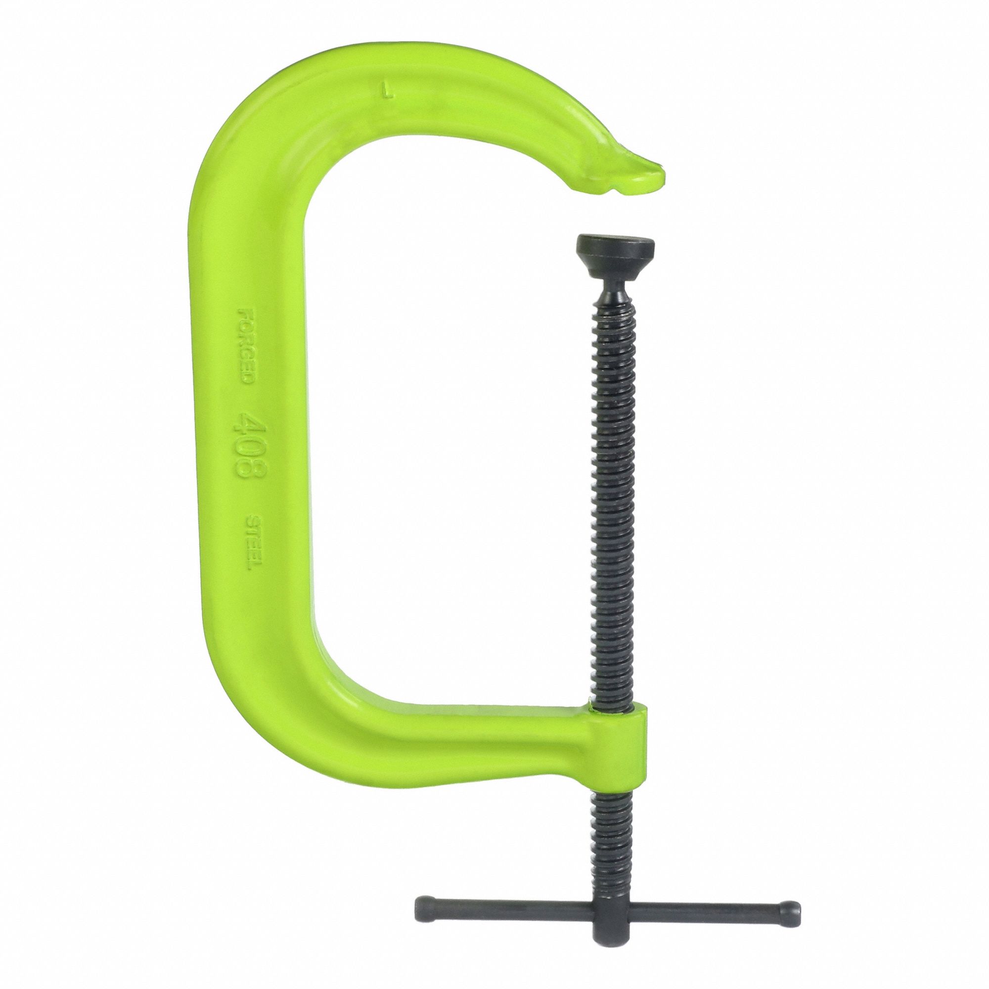 C-Clamp: High Vis, Extra Heavy Duty, V-Grooved, Swivel, Sliding T Handle, Black Oxide
