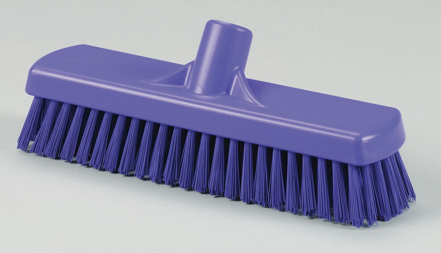 DECK BRUSH HEAD, STIFF, POLYESTER, 12 IN BRUSH L, 2¾ IN HEAD W, PURPLE