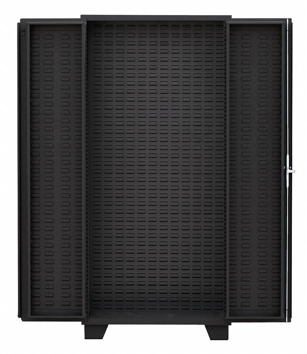 Bin Cabinet: 60 in x 24 in 82 in, 1 Shelves, 0 Bins, Deep Box, 14 ga Panel, Black, Deep Box