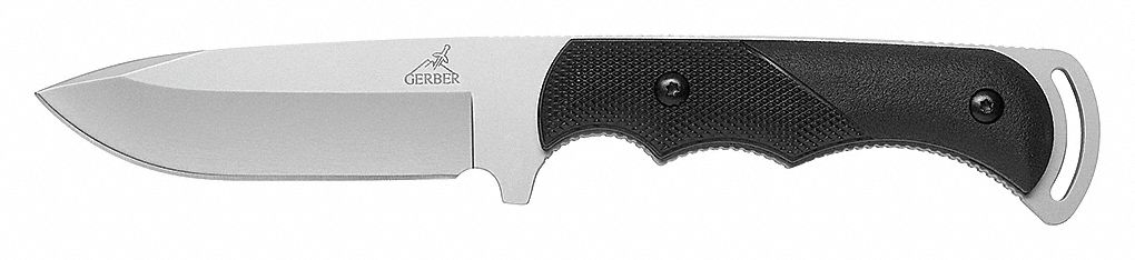 FIXED BLADE KNIFE, STRAIGHT, 8 1/2 IN OVERALL L, STAINLESS STEEL, PLASTIC, 4 IN BLADE L