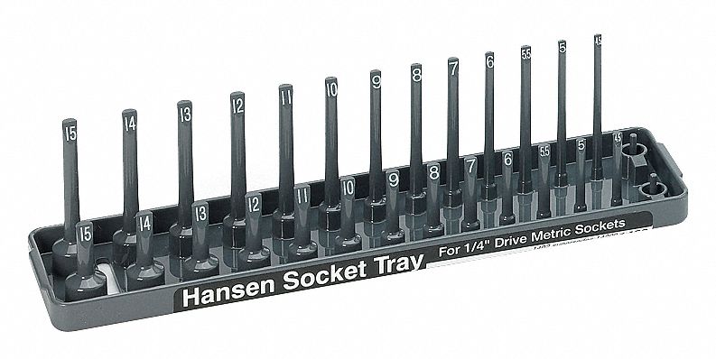 SOCKET TRAY,1/4 IN DR,METRIC,STD/DE