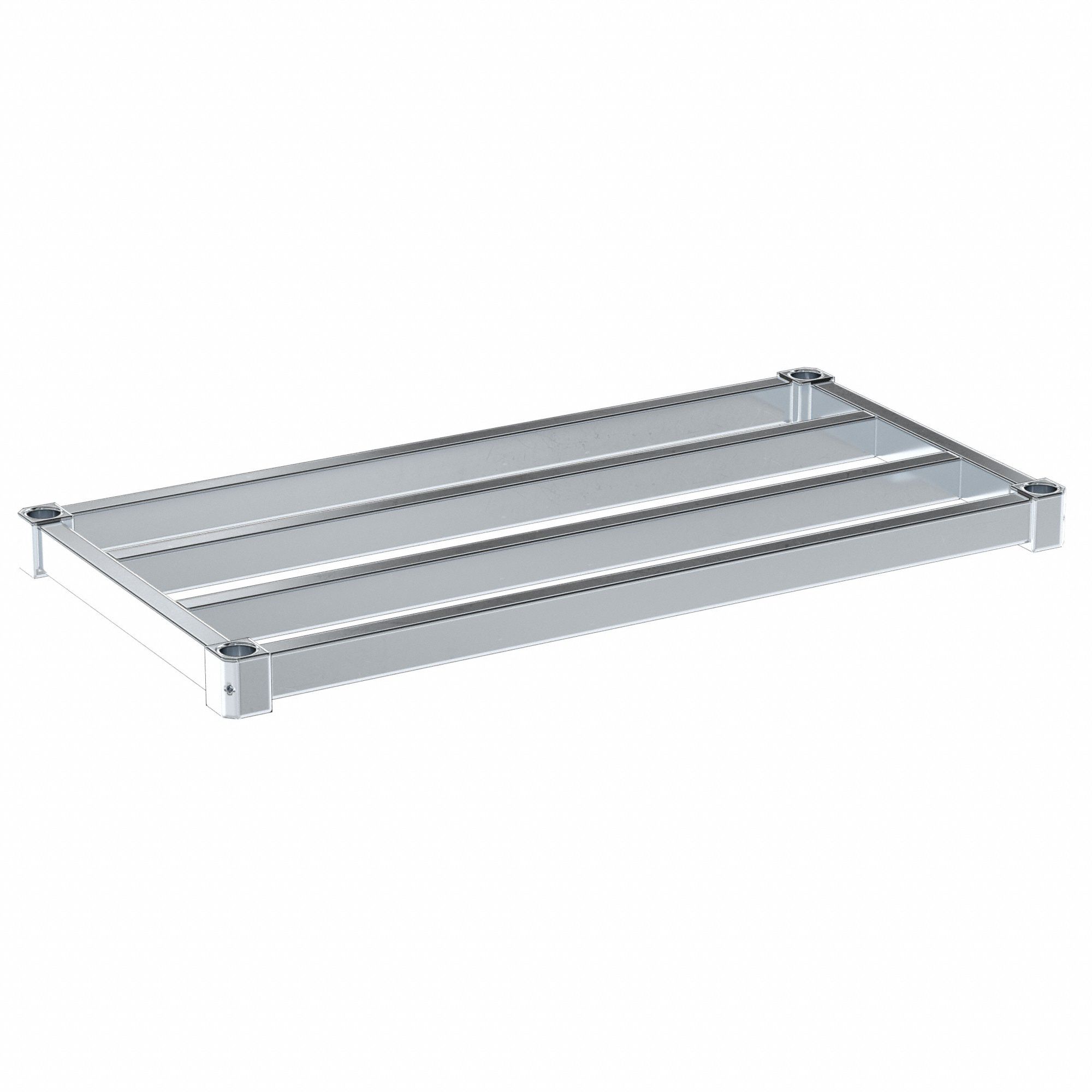 Shelf: 36 in x 18 in, Ventilated Shelf, 1, 100 lb Shelf Capacity, 13 ga, Silver