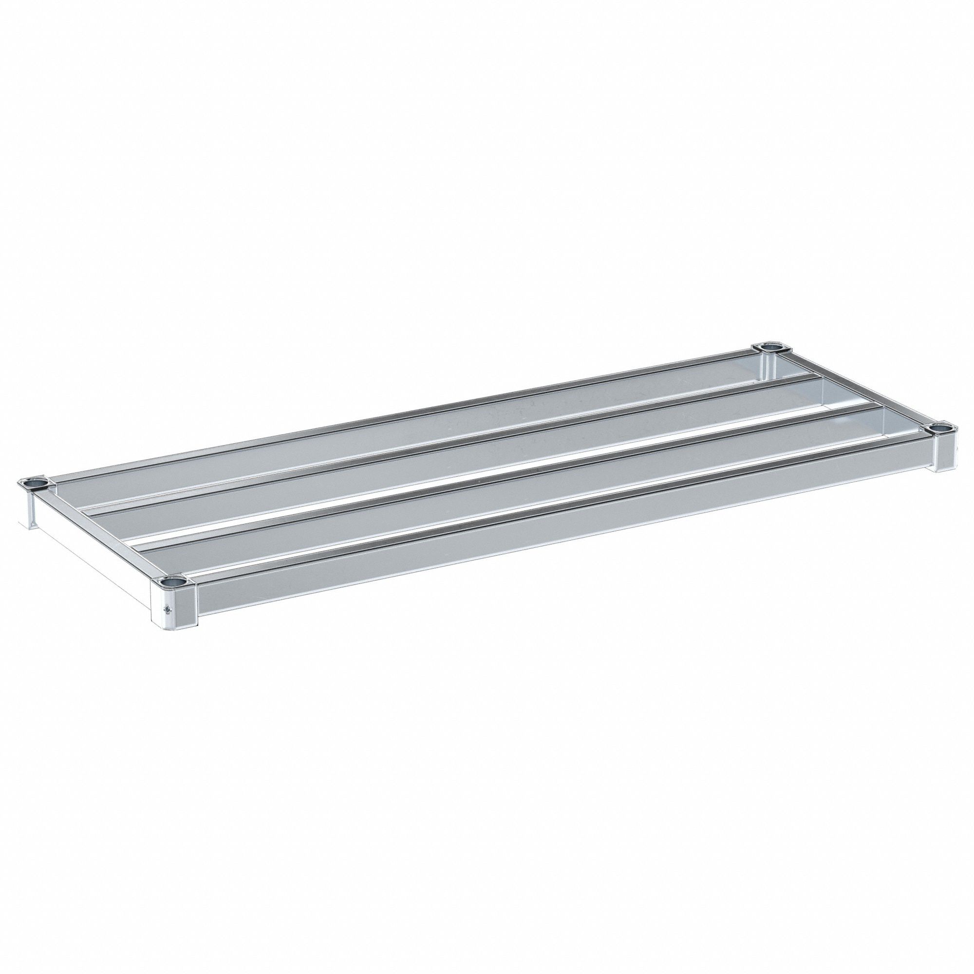 Shelf: 48 in x 18 in, Ventilated Shelf, 1, 100 lb Shelf Capacity, 13 ga, Silver