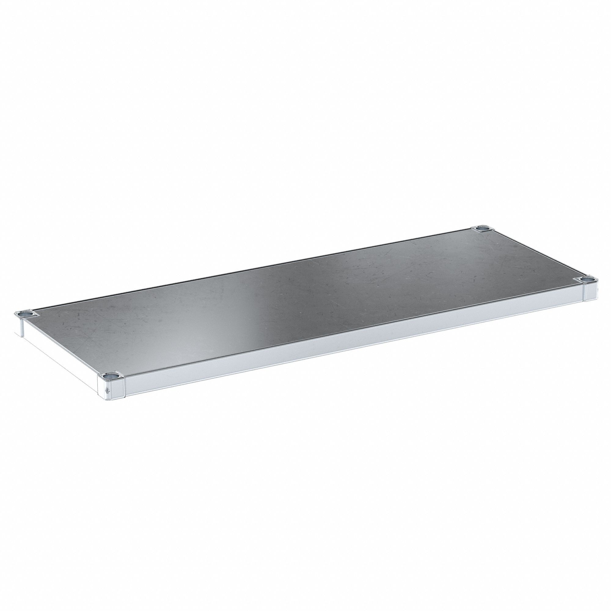 Shelf: 48 in x 18 in, Solid Shelf, 400 lb Shelf Capacity, 18 ga, Unfinished