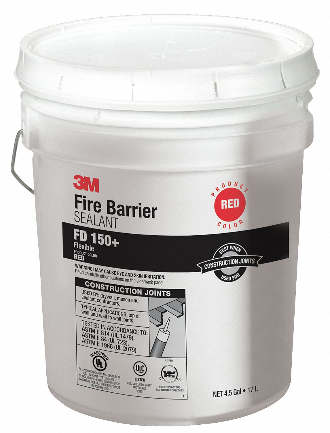 3M Firestop Sealant, 4.5 gal Pail, Up to 4 hr Fire Rating, Red 18M461