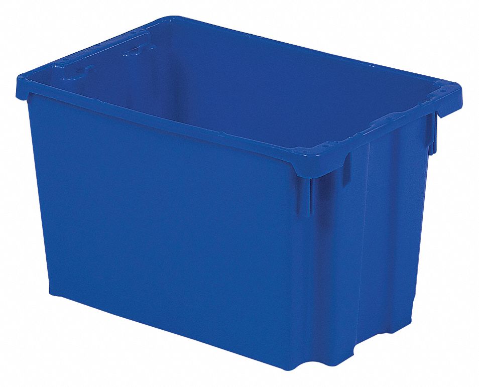 STACK AND NEST CONTAINER, 9.7 GAL, 19⅜ IN X 12⅞ IN X 12⅛ IN, GREY, STACKABLE