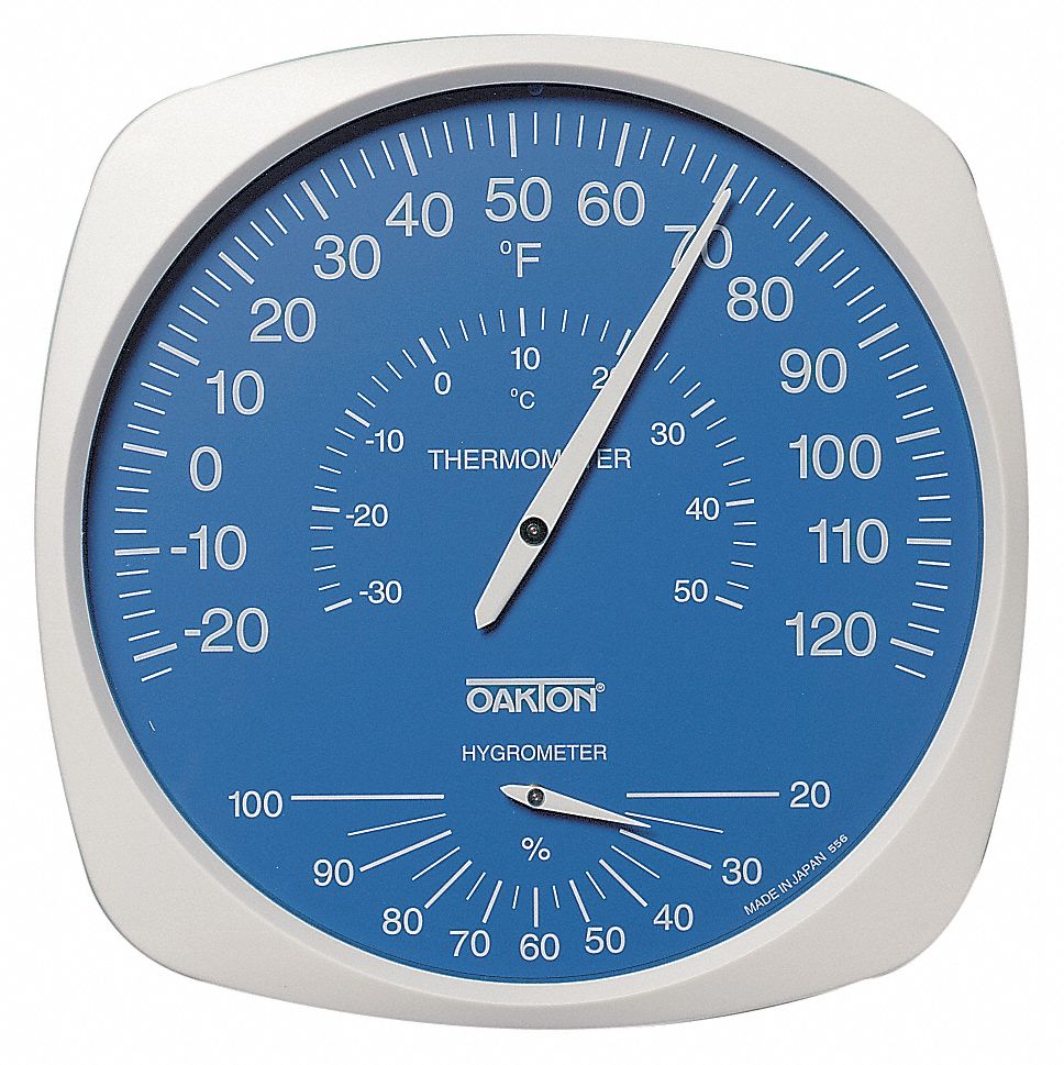 OAKTON INDOOR ANALOG HYGROMETER,22 TO 122 Digital Desk and Wall
