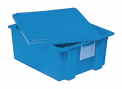 STACK AND NEST CONTAINER, 9 GALON, 19½ IN X 15½ IN X 10 IN, BLUE