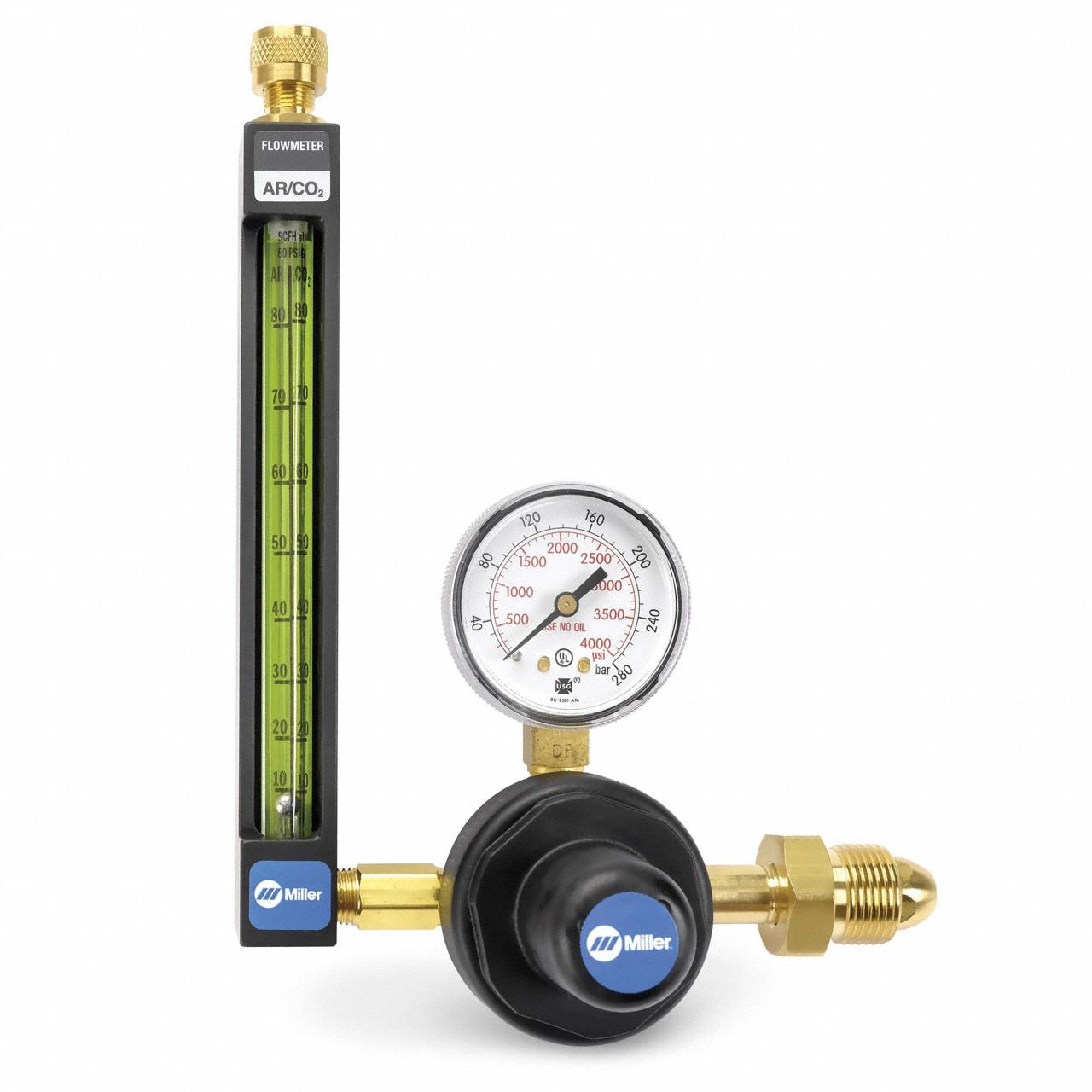Flowmeter Regulator: CGA 580 Inlet, 5/8"-18 F RH Outlet, Flowmeter Regulator