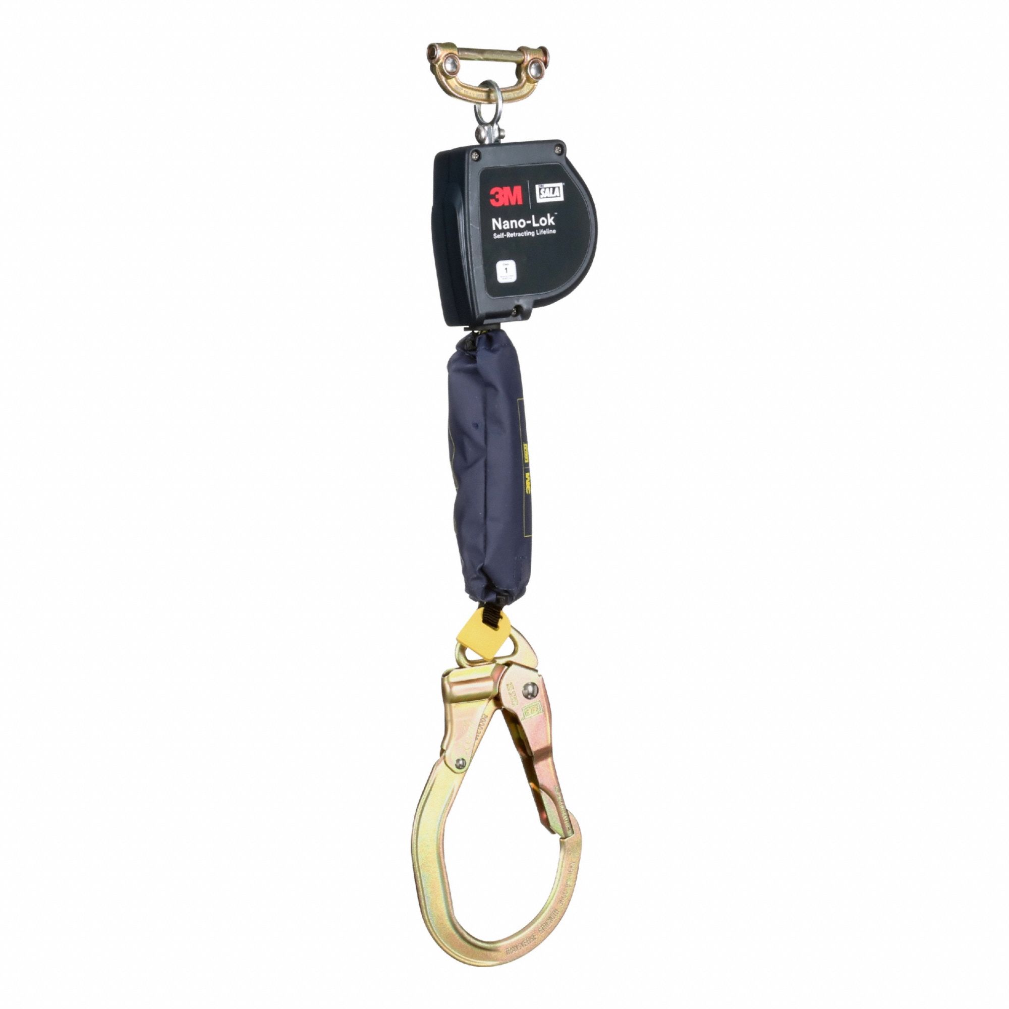 Self Retracting Lifeline: Steel Rebar Hook Anchor, Harness Steel Quick-Connect, Sealed