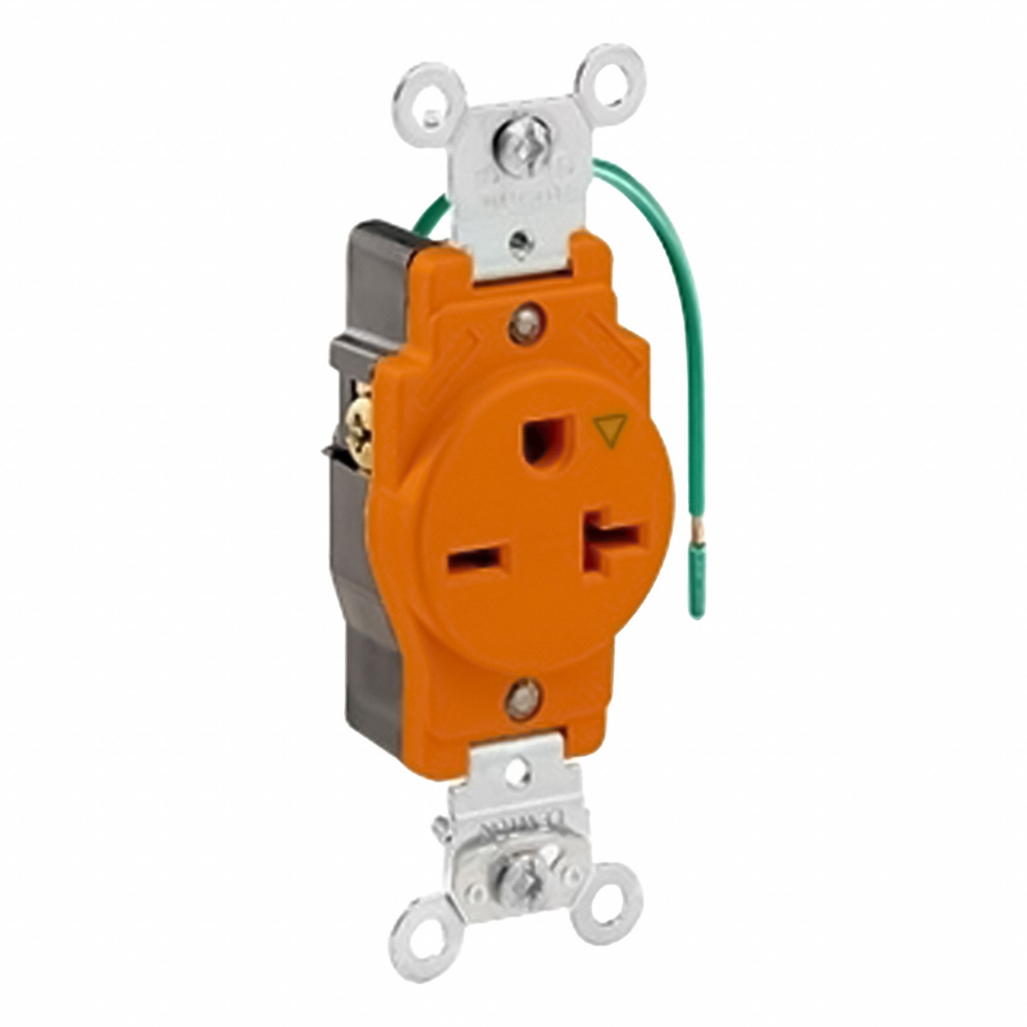 Single Receptacle Outlet: Single, 6-20R, 250V AC, 20 A, Orange, 2 Pole / 3 Wire