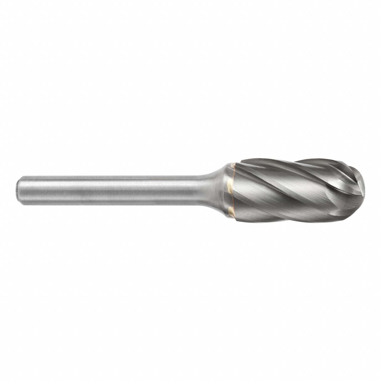 Carbide Bur: Ball-Nosed Cylinder, SC-5NF, 1/2" x 1" Head, 1/4" Shank