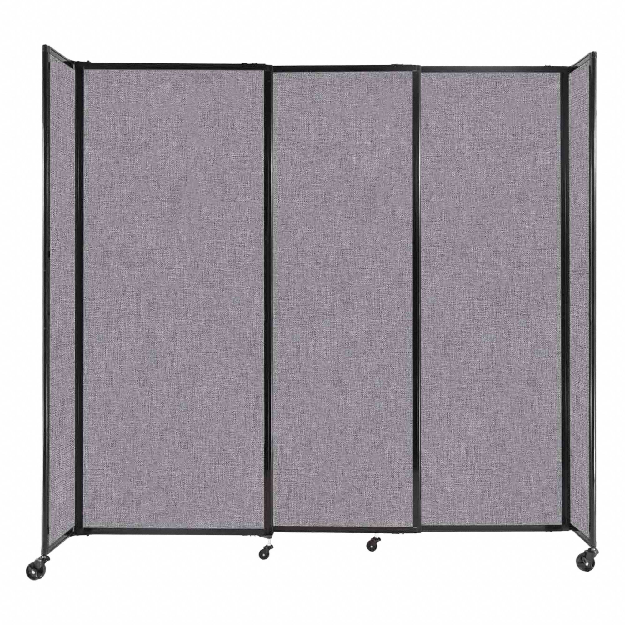 Room Divider: 3 Panels, Opaque, Cloud Gray Panel, 82 in Overall Ht, 86 in Overall Wd, Fixed
