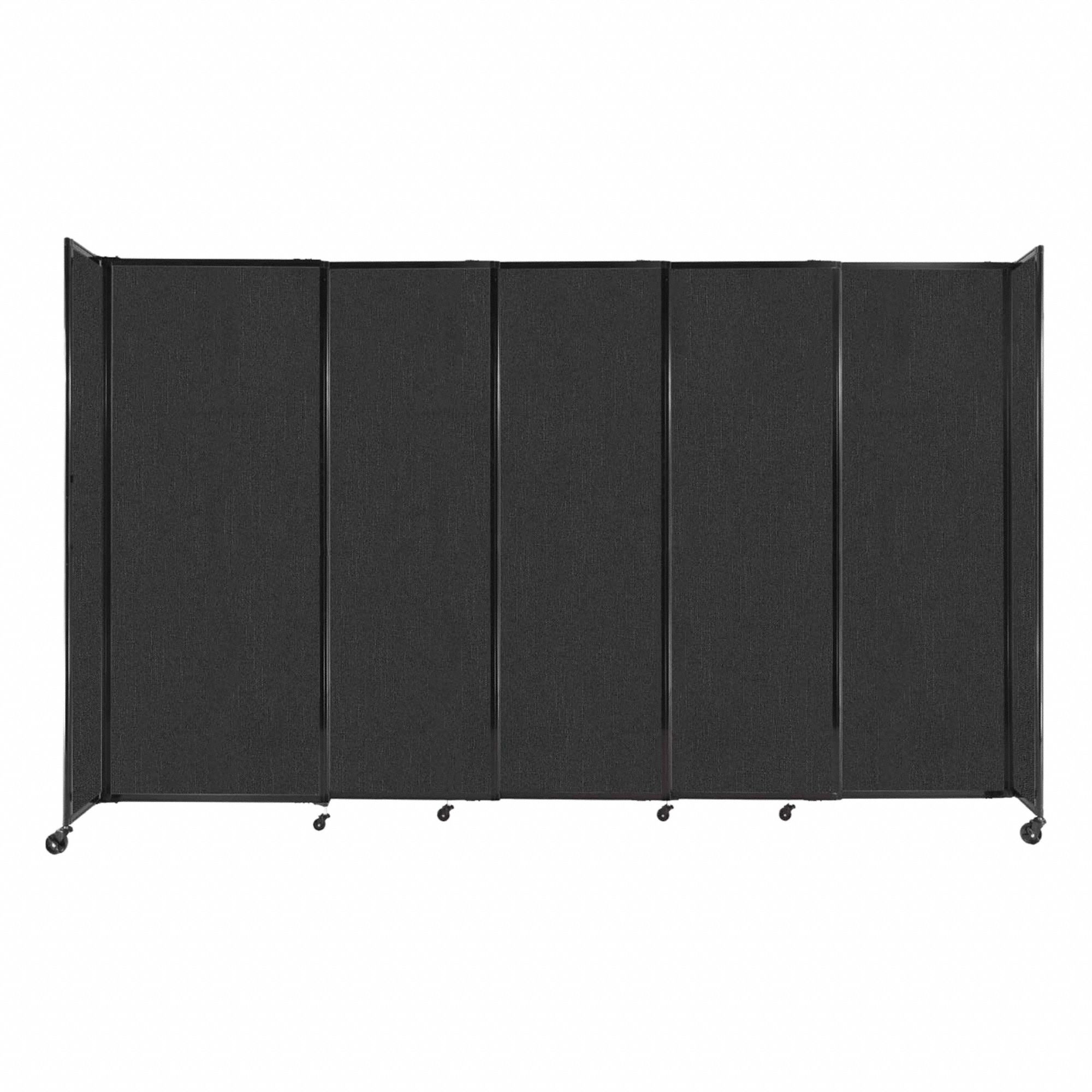 Room Divider: 5 Panels, Opaque, Black Panel, 82 in Overall Ht, 135 in Overall Wd, Fixed