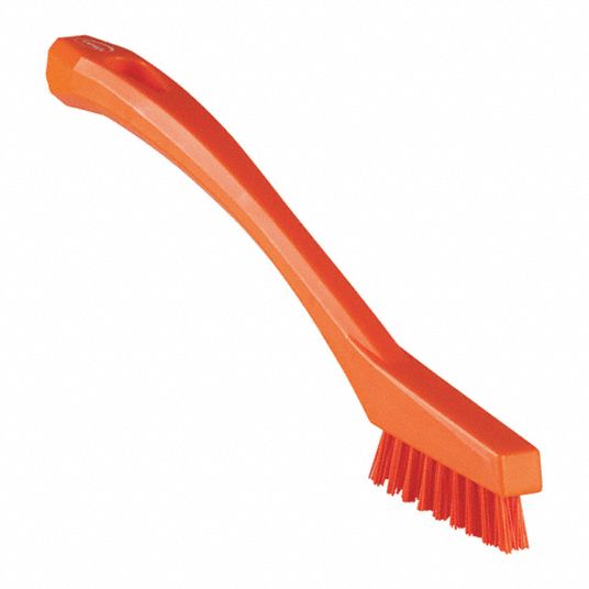 Vikan | Narrow Head Long Handle Stiff Cleaning Brush Orange