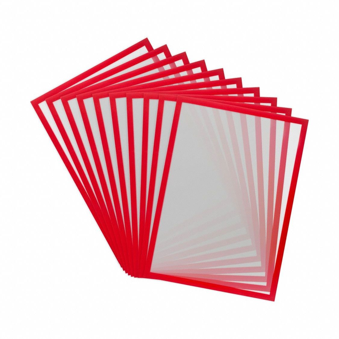 Sign Holder: Magnetic Backing, PVC, Red, 16 1/2 in Compatible Sheet Ht, 10 PK