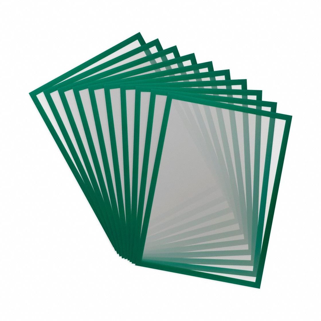 Sign Holder: Magnetic Backing, PVC, Green, 16 1/2 in Compatible Sheet Ht, 10 PK