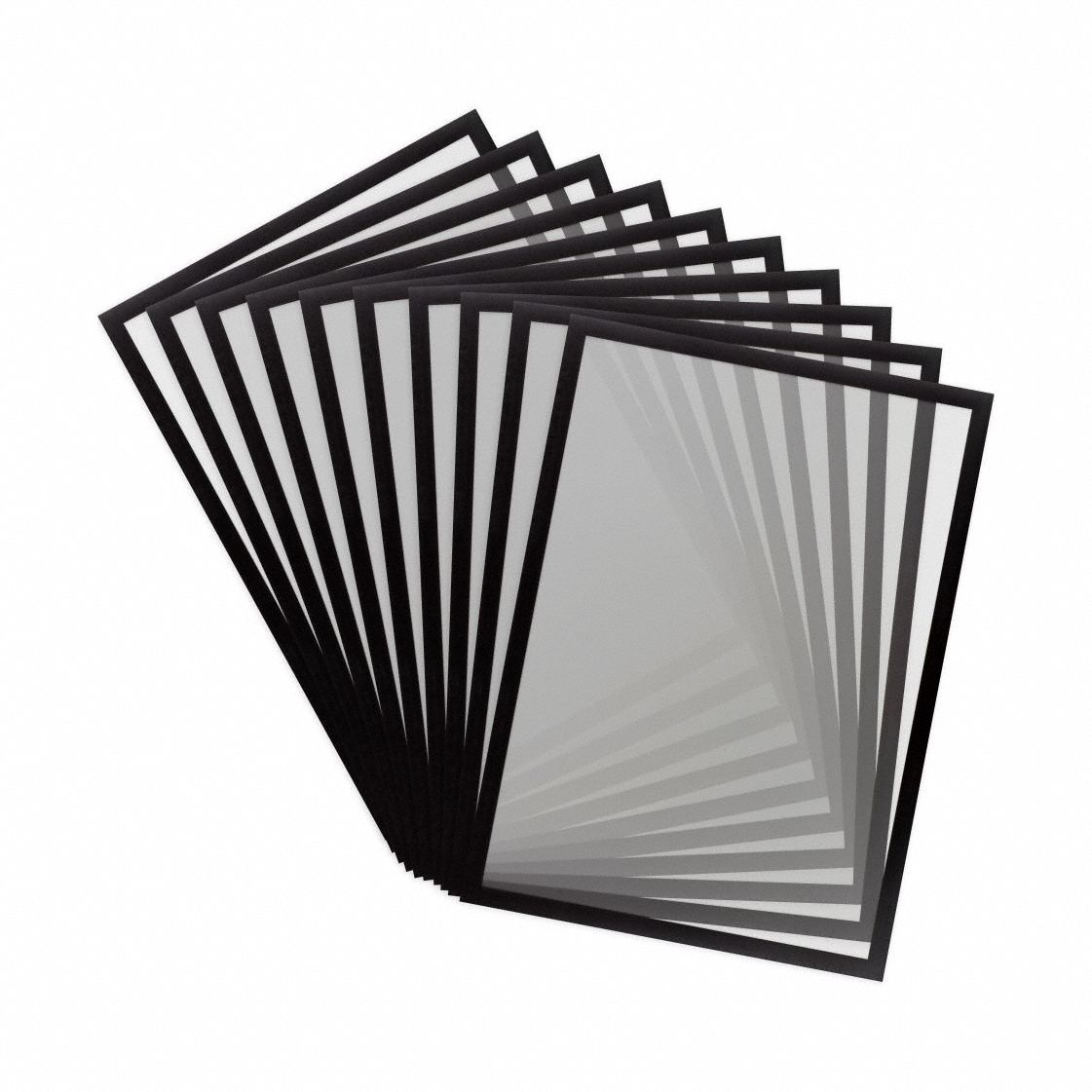 Sign Holder: Magnetic Backing, PVC, Black, 16 1/2 in Compatible Sheet Ht, 10 PK