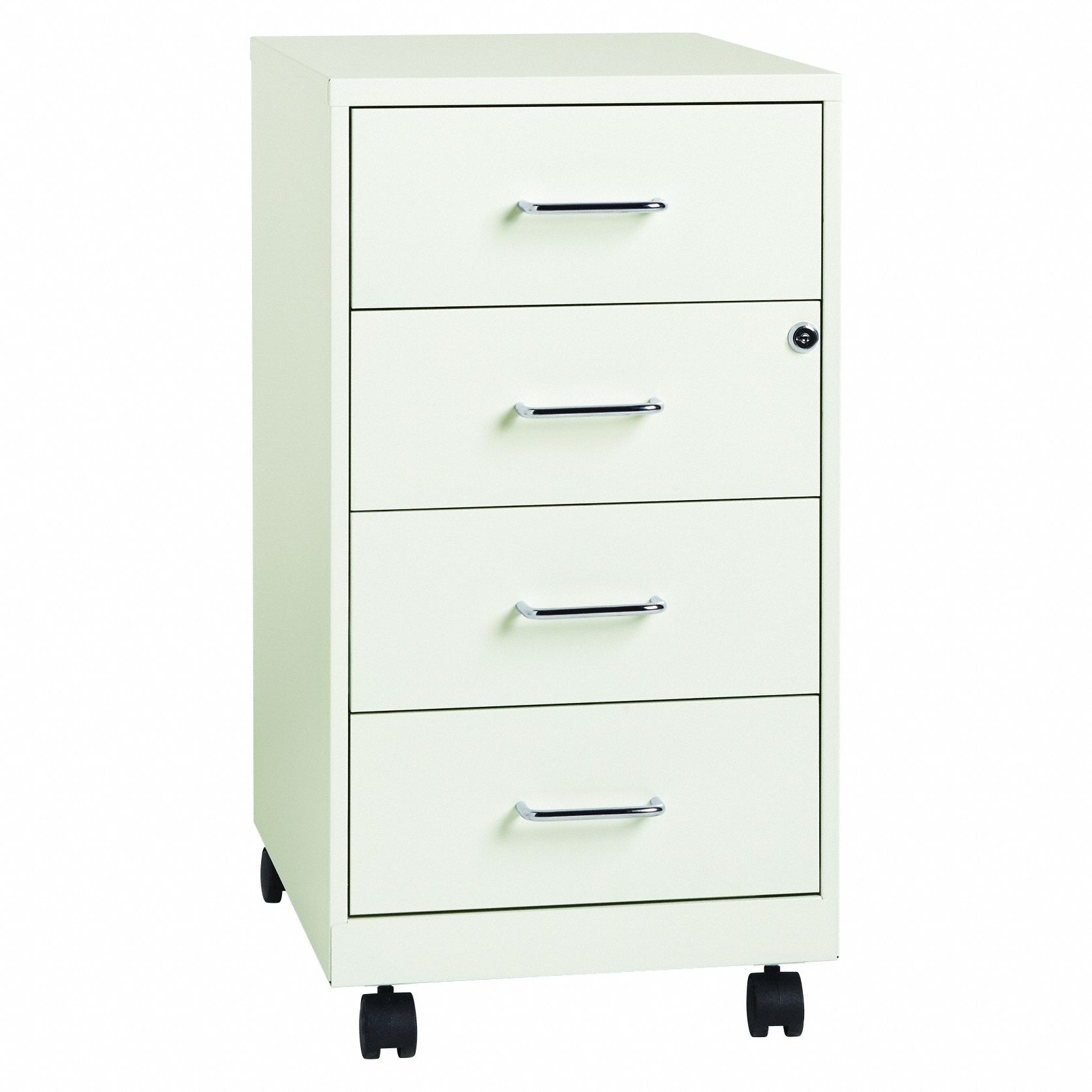 File Cabinet: Mobile Pedestal, 26 11/16 in Overall Ht, 14 1/4 in Overall Wd, White