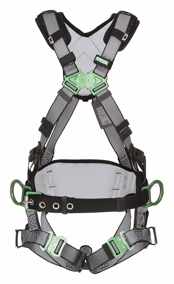 MSA Full Body Harness, 400 lb, Gray XL 197DF810195135 Grainger