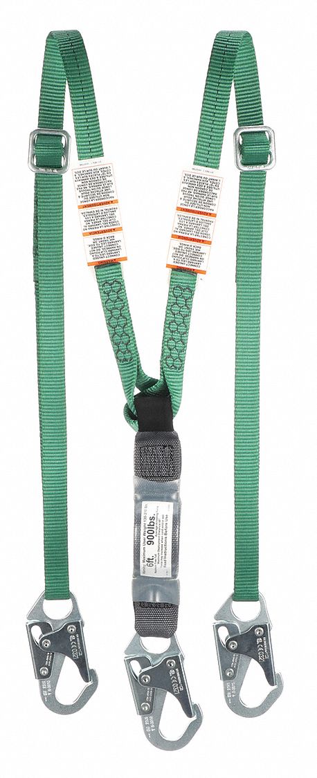 Lanyardard, SM.Snap, Adj, Twin, 6 ft., ANSI