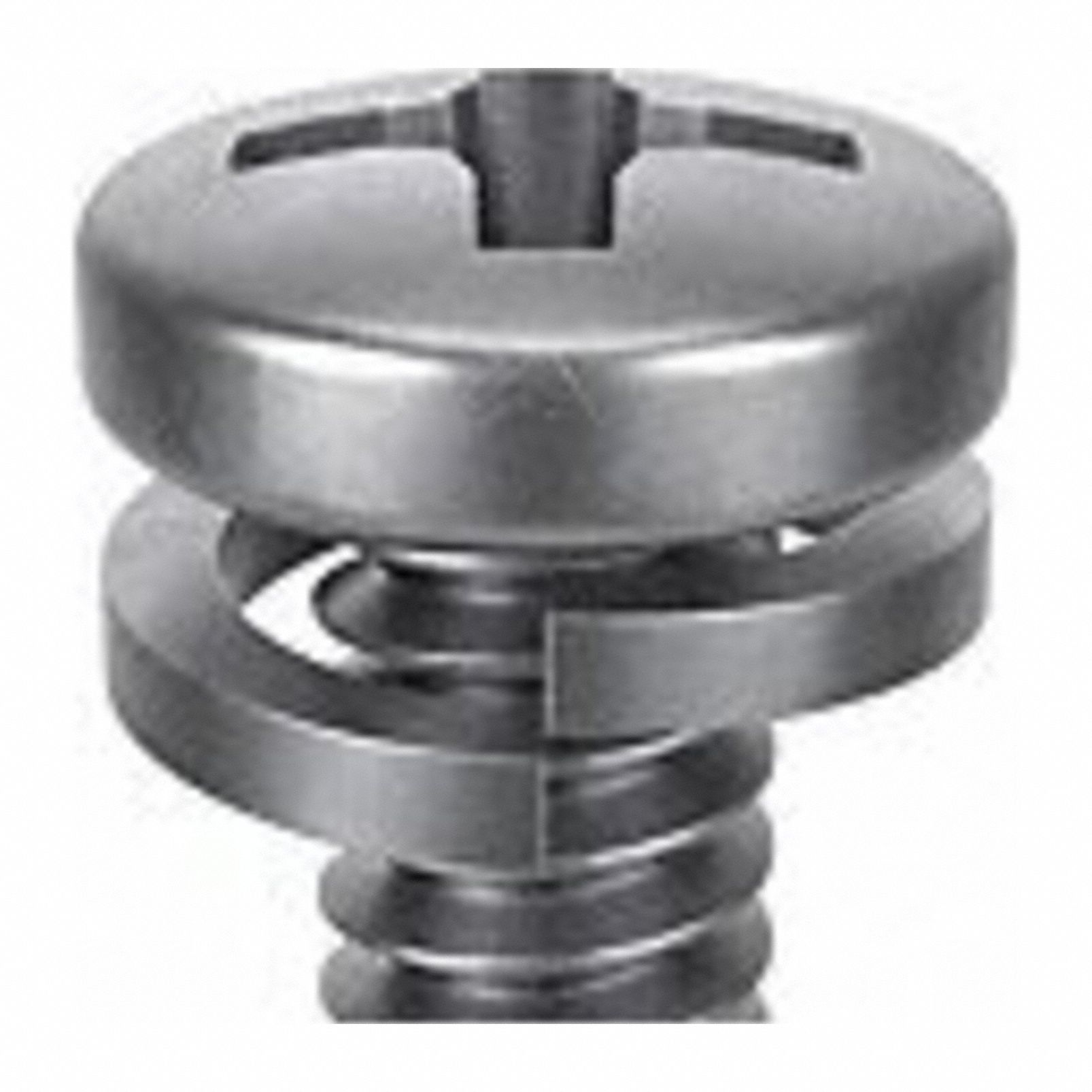 SEMS Screw: Split Lock, #6-32 Thread Size, 3/8 in Lg, Stainless Steel, Passivated, Pan, 25 PK