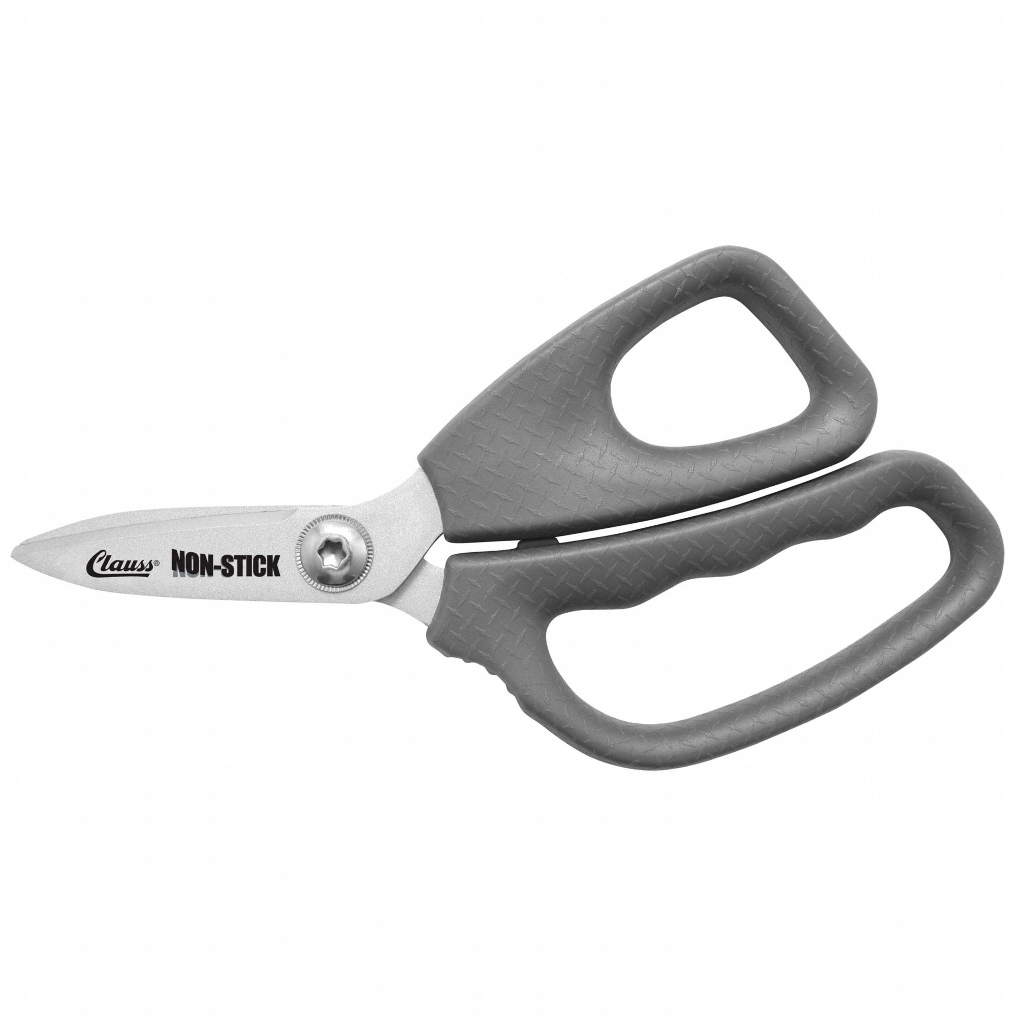 Shear: Right-Hand, 9 in Overall Lg, Straight, Stainless Steel, Pointed, Grey