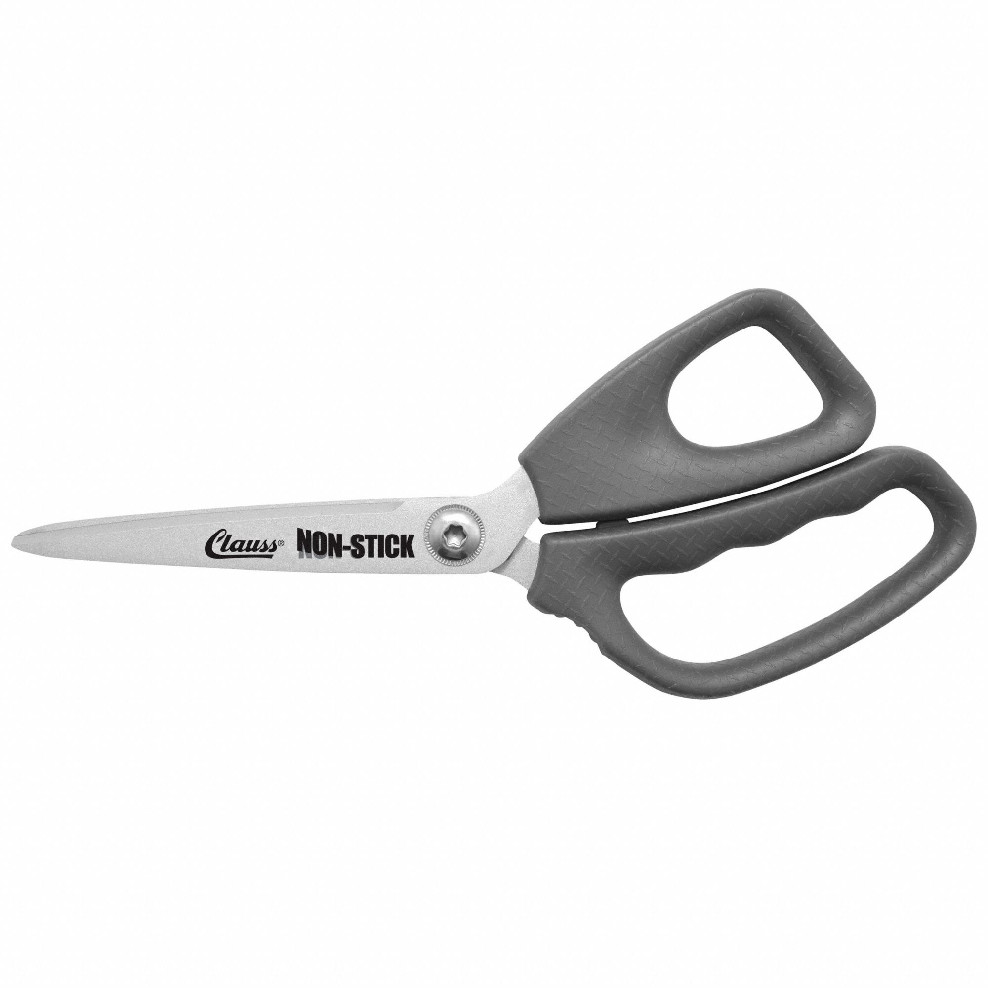 Shear: Right-Hand, 8 in Overall Lg, Straight, Stainless Steel, Pointed, Grey
