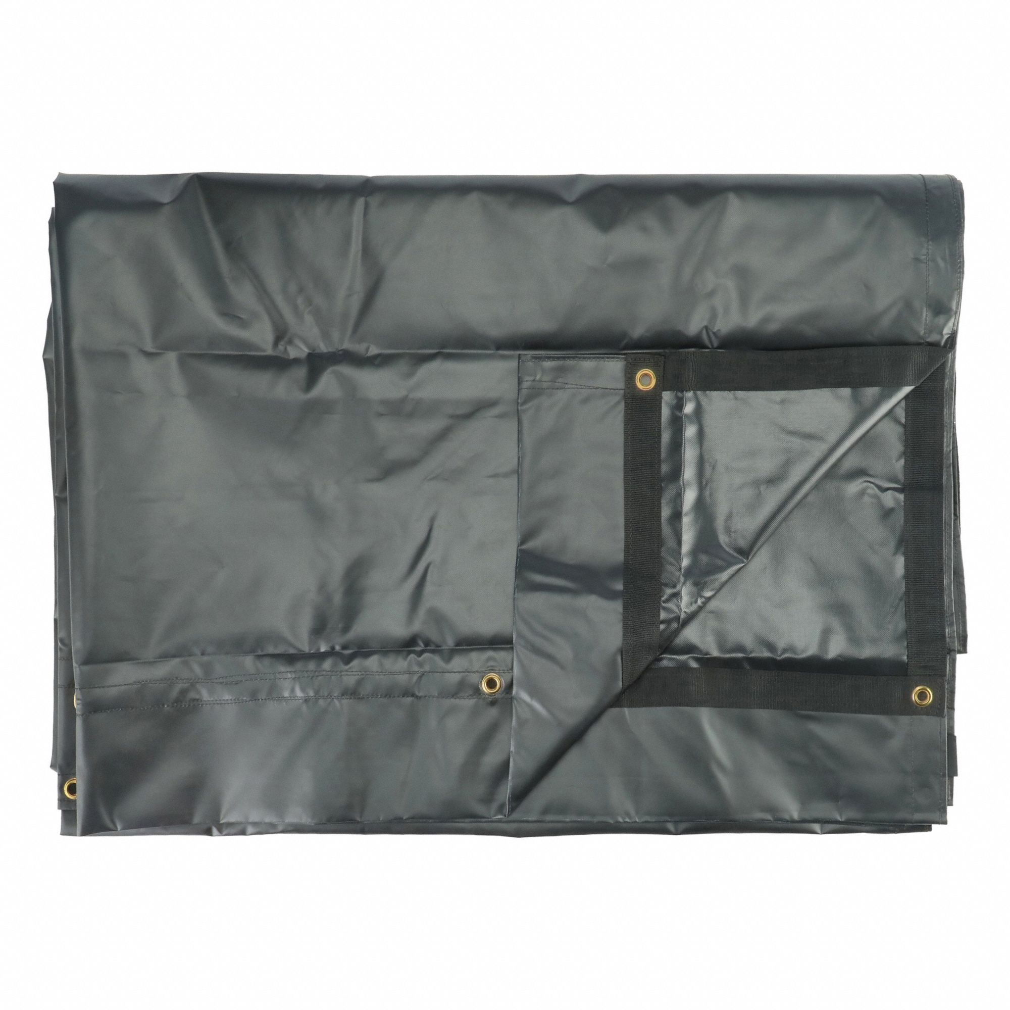 Tarp: 20 ft Lg, 7.5 ft Wd, Std Duty, 10 mil, Vinyl, Black, 12 oz/sq yd, PVC Coated