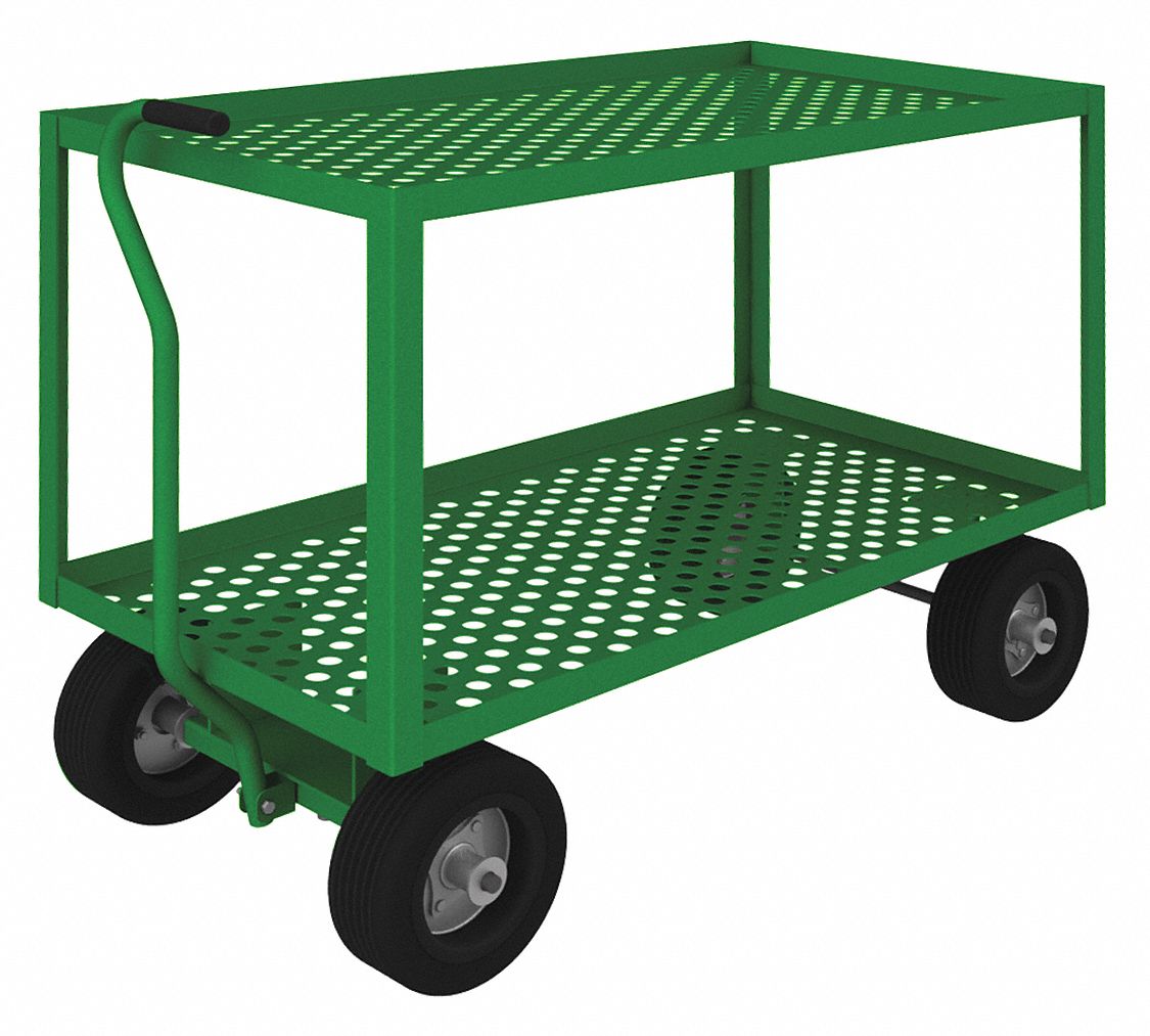 1,000 lb Load Capacity, Green, Wagon Truck with FlowThrough Lipped