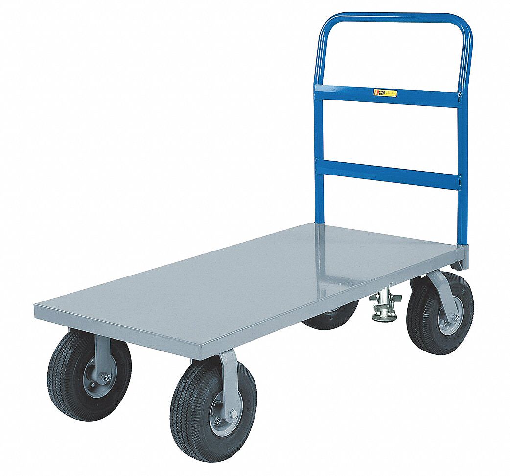 General Purpose Steel-Deck Platform Truck: 1, 200 lb Load Capacity, Rubber, Solid