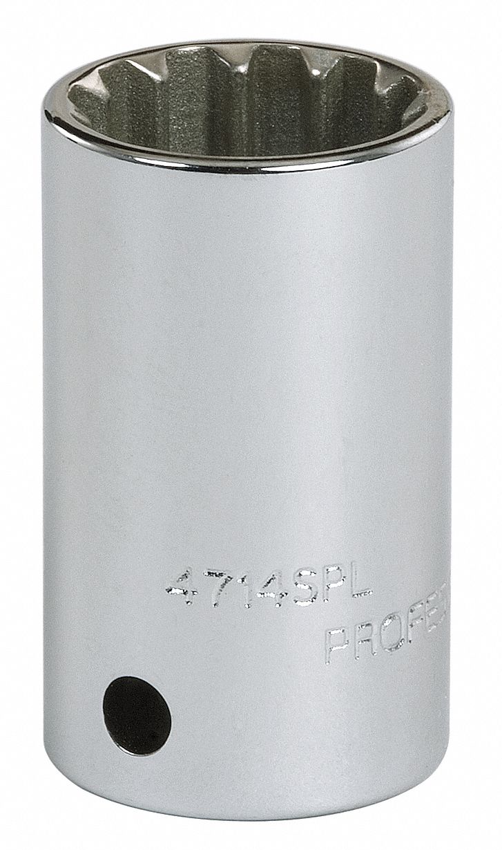 Socket: SAE, 1/4 in Drive Size, 3/8 in Socket Size, Spline, Std, Chrome, Not Tether Capable